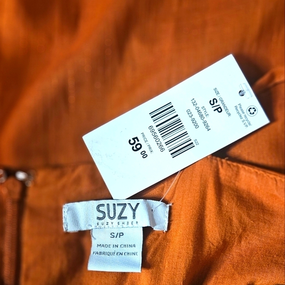 Suzy Shier Sunset Orange Linen Maxi Dress - Picture 4 of 5